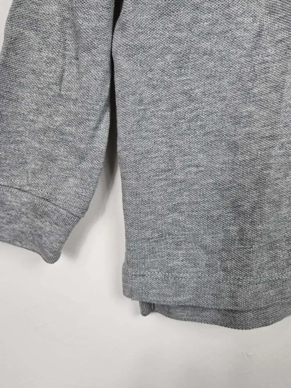 Baby Gap Gray Long Sleeve Polo Shirt Bear Logo 12-18M Preppy